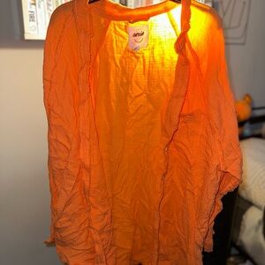 Aerie Orange Lightweight Cardigan